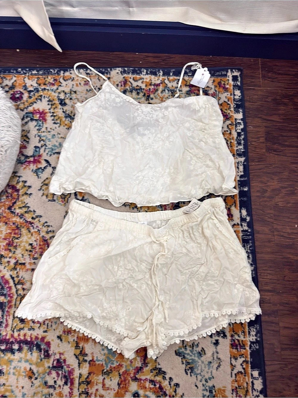 In Bloom by Jonquil 2-Piece Set Floral Camisole Shorts Set in White 2X NWT